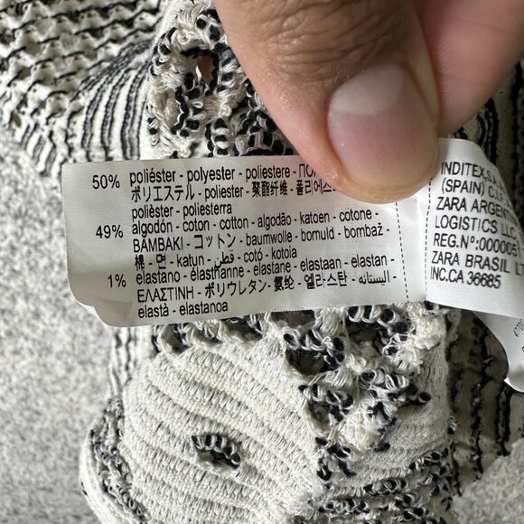 Zara Sweater Womens Small White Black Textured Knit Scoop Tank Top Patterned - Picture 7 of 8